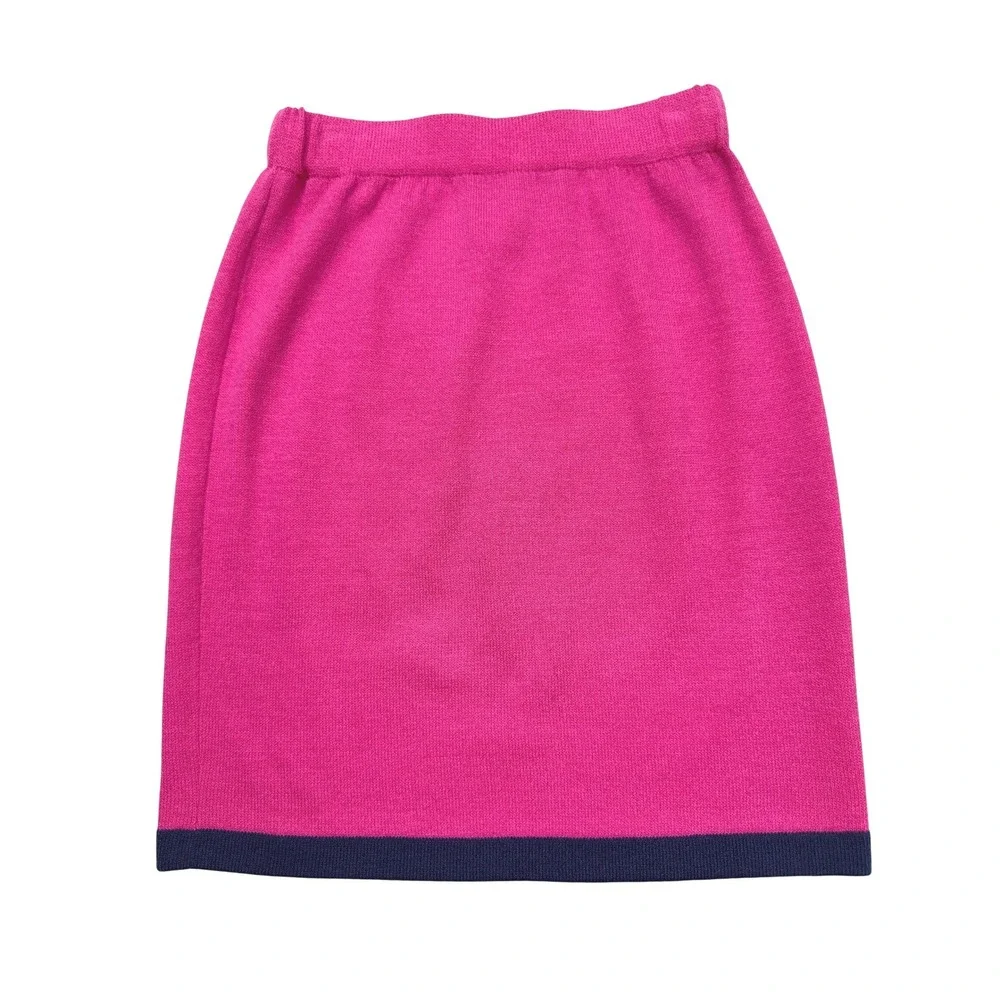 St John Collection‎ Marie Gray Pink Santana Knit 3 Pc Skirt Set Sz 2/4/P Vintage